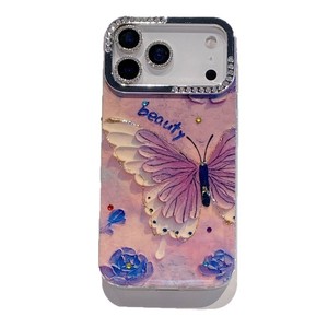 <span class=keywords><strong>Cover</strong></span> per <span class=keywords><strong>iPhone</strong></span> 17 Air 16 Plus 15 Pro Max 14 13 12 11 con Lente Diamantata IMD a Luce Blu e Motivo Farfalla Floreale - Vendita all'Ingrosso - Product Image 5