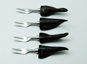 Wholesale Price Natural <b>Black</b> Horn Handle Steel Fork <b>Cutlery</b> / Flatware <b>Set</b> Wholesale Customized Space Elegant Business Party - Product Image 2