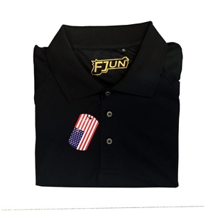 US Summer Quick Dry Polyester US Flag Ready to Ship Custom Short Sleeve Stars Embroidery <b>Navy</b> Color Polo Shirt - Product Image 5
