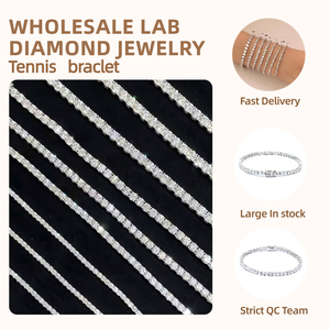 Disesuaikan 14K potongan bulat 2mm-3mm Lab tumbuh berlian Tenis gelang 18K emas padat IGI bersertifikat DEF VS pernikahan pengantin perhiasan - Product Image 6