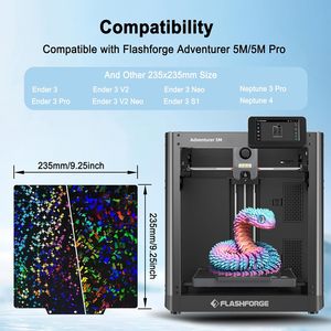 Plaque d'impression holographique PEF+PEY 235x235mm pour Adventurer AD5X/5M/5M <span class=keywords><strong>Pro</strong></span> <span class=keywords><strong>Ender</strong></span> <span class=keywords><strong>3</strong></span>, lit d'impression magnétique en acier à ressort Confetti Arc-en-ciel - Product Image 4