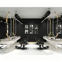 Station de manucure moderne de grande taille, mobilier de luxe pour salon de beauté et spa, mobilier personnalisé pour salon de coiffure professionnel et barbier