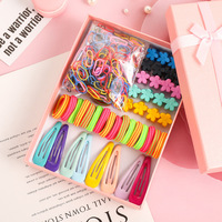 Accessoires pour enfants : Lot de bandeaux élastiques pour cheveux avec fleurs, bracelet à nouer, emballage, pince à cheveux spirale