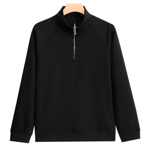 Pull à col zippé pour homme en coton épais, coupe oversize, broderie personnalisée, marque de luxe sur mesure, vente en gros - Product Image 1
