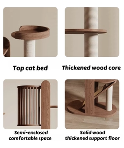 Muebles de madera de nogal grande para mascotas 2025 del fabricante: Árboles y rascadores para gatos con cápsula, color marrón. - Product Image 5