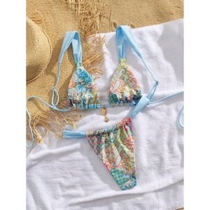 Traje de baño bikini sexy de estilo europeo y americano con copas triangulares y volantes - Product Image 1