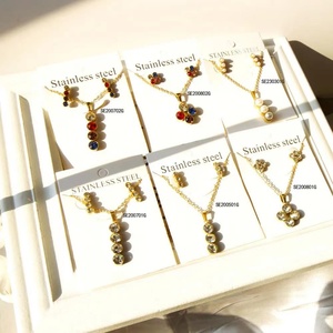 Conjunto de Joyería de Acero Inoxidable Chapado en Oro de 18k con Diseño Geométrico Irregular Cuadrado para Mujer, Venta al Por Mayor - Product Image 1