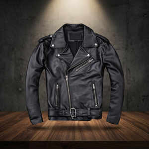 2026 New Casual Autumn Men's Single Button Regular Genuine Leather Embossed Bomber <b>Jacket</b> OEM Service <b>Black</b> Front Quick Dry - Product Image 3