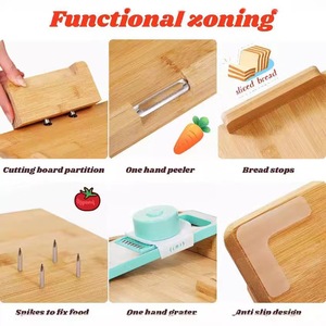Rectangular Bamboo Cutting Board With Bread Holder Multi Functional Kitchen Chopping <b>Block</b> For Sandwich Making And Food Prep - Product Image 5