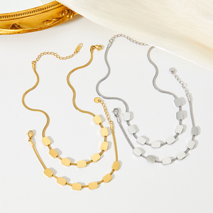 Set di gioielli <span class=keywords><strong>donna</strong></span> marchio CLIORO catena cubana di maiale naso piatto serpente impilamento 14K oro placcato cuore zircone bracciale in acciaio inossidabile - Product Image 4