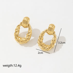 2025 nouveauté rétro à la mode populaire torsadé métal martelé géométrique or torsion boucles d'oreilles - Product Image 2