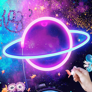 <span class=keywords><strong>Lampe</strong></span> de nuit moderne à LED néon avec enseigne planète 3D pour publicité murale, fête, mariage ou décoration de bar - Product Image 3