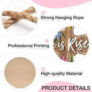 Bricolage personnalisé il est ressuscité signe de croix religieuse de Pâques pour décor de porte d'entrée, cintre de porte en bois chrétien pour porche extérieur extérieur - Product Image 3