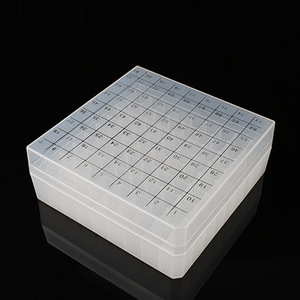 Caja de Congelación Hisamori con 81 Compartimentos, Plástico, para Tubos Criogénicos de 1.8ml y 2ml, con Orificios de Ventilación, para Uso en Laboratorio - Product Image 1