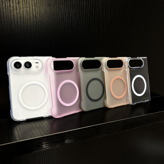Ins Minimalist Matte Frosted Magnetic Anti-Fingerprint Shockproof Slim Aesthetic Phone Case with Clear Edge for 14 Plus