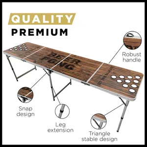 <span class=keywords><strong>Tavolo</strong></span> Pieghevole Professionale per Beer Pong da Campeggio in Legno con Venature Naturali OEM - Product Image 3
