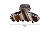 Pince à cheveux en acétate taille moyenne à motif rayé Liwu, incrustée de diamants, pour femme
