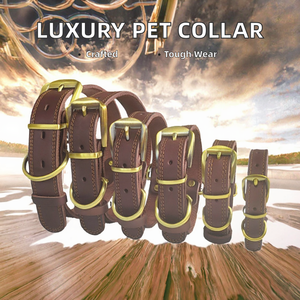 Collar para mascotas de cuero genuino de lujo al por mayor, elegante, clásico, sencillo, hecho a mano con característica separable, aleación suave para gatos y perros - Product Image 2