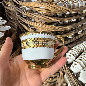 Tasse à thé en céramique 90cc avec soucoupe, design plaqué or, logo personnalisé, porcelaine fine <span class=keywords><strong>de</strong></span> <span class=keywords><strong>luxe</strong></span>, écologique, pour le marché <span class=keywords><strong>de</strong></span> la <span class=keywords><strong>Jordanie</strong></span> et <span class=keywords><strong>de</strong></span> la Turquie - Product Image 4