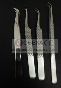 Juego de herramientas de belleza de acero japonés de 4 piezas, pinzas de diamante para extensiones de pestañas y cejas, punta redondeada, herramientas de pestañas de acero inoxidable - Product Image 2