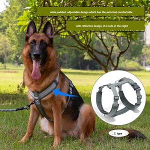 Harnais pour <span class=keywords><strong>chien</strong></span> anti-traction en forme de H, réglable, respirant, en nylon, rembourré, réfléchissant, robuste, à libération rapide, en stock - Product Image 1