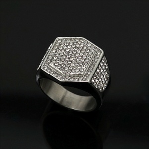 Luxury 18k Gold Plated Finger <b>Ring</b> Stainless Steel Zircon Charm Hoop <b>Rings</b> <b>Men</b> - Product Image 2