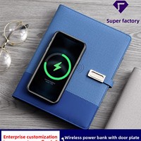 Carnet multifonction en cuir rigide avec batterie externe, clé USB et chargement sans fil, 100 feuilles, édition personnalisée pour entreprises, cadeau