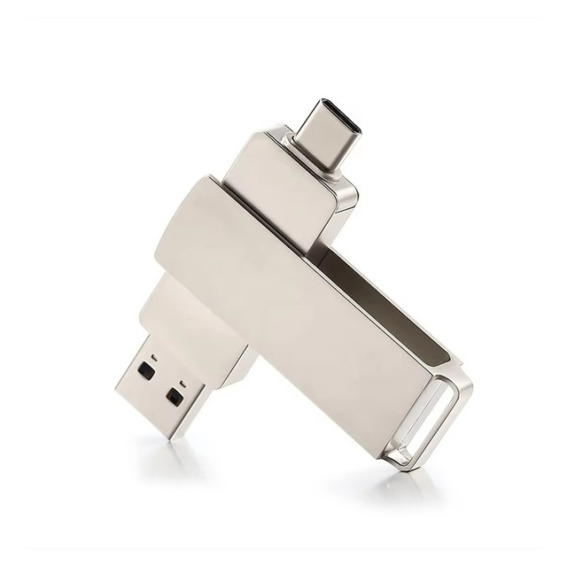 64GB High-Speed 3.0 Type-C Dual-Use USB Flash Drive Large Capacity Metal Rotating USB for Mobile Phones and Computers