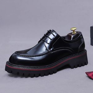 Chaussures à lacets en cuir véritable pour hommes, grande taille, semelle épaisse, rehaussantes, imperméables, respirantes, style bureau et carrière, automne - Product Image 6