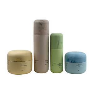 2025 Biologisch abbaubare weiße matte Eierform 30g 50g 100g PMU Kosmetisches Calciumcarbonat-Creme glas mit Löffel und Lotion flasche - Product Image 3