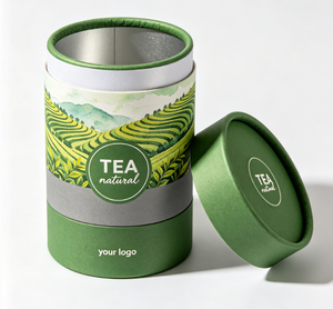 Custom Tea Packaging Paper Tube with Green Design Eco-Friendly Aluminum Foil Lined Cylinder Box for Beverage Storage - Product Image 1