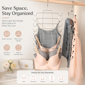 Gantungan Pakaian Dalam Logam Berkilau Tahan Lama Multi-Tingkat, Pengatur Penyimpanan, Pengait Syal, Rak Syal Multi-Fungsi, Gantungan <span class=keywords><strong>Bra</strong></span> Tanpa Tali - Product Image 3