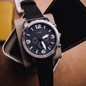 นาฬิกาข้อมือผู้ชายแบบเรียบง่าย ขนาด 50 มม. ควอตซ์โครโนกราฟ สายหนัง ตัวเรือนสแตนเลส พร้อมหน้าปัดแสดงวันที่ - Product Image 5