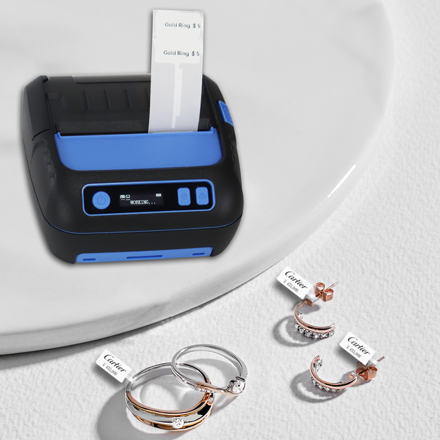 MHT-P80F Portable Thermal Label Printer 80mm  Wireless for Jewelry Tag Printing Retail Stores