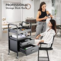 Chariot de salon de coiffure à 4 niveaux Chariot OEM personnalisable avec tiroirs pour beauté et esthéticienne Table d'appoint roulante à roulettes