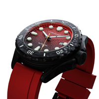 Montre de plongée automatique mécanique en fibre de carbone DREAMAS, étanche 500M, cadran rouge dégradé 3D lumineux suisse, montre-bracelet sport