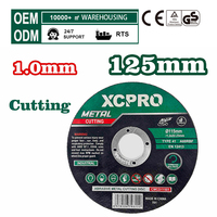 Disque de coupe métallique 125 mm 1,0 mm CMCD12501, alésage 22,2 mm, centre plat pour meuleuse d'angle, coupe acier et acier inoxydable