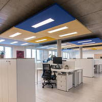 Panneaux acoustiques modernes pour plafond, absorbants le son, verts, 60x60cm, ignifuges en feutre PET, installation suspendue