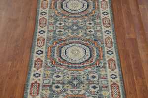 Customizable Size Bohemian Oushak Indian Accent Carpet 6ft Bx9ft Hand-Knotted Blue Wool Rug for Home Decor - Product Image 4