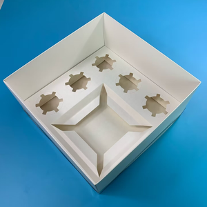 Hộp bánh bento và bánh cupcake in logo tùy chỉnh XJH, kích thước 10x10x5 inch, chất liệu giấy cứng màu trắng ngà, có ngăn đựng bánh 6 inch - Product Image 5