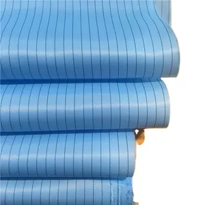 WHOLESALE Nice Quality 100D Polyester Twill Anti-Static 110GSM ESD Stripes Fabric For Clearing Room Overoll Material