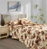 Hochwertige 3 Stück Mikro faser Tröster und Blatt Set Blumen Vintage Print Soft King Size Stitched Collection