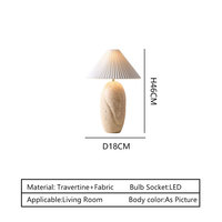 Lampe de table en travertin naturel avec abat-jour en tissu plissé, lampe de chevet moderne en pierre pour chambre à coucher, salon, hôtel