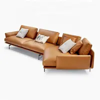 Top China Italy Style Exotic Real Leather Home Furniture Living Room Luxury Corner Sofas