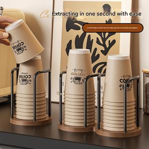 Organizador de tapas para dispensador de vasos, soporte de madera para vasos desechables de papel y plástico, estante de almacenamiento para encimera, baño u oficina - Product Image 3
