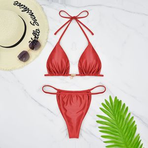 Toptan 2025 <span class=keywords><strong>Bikini</strong></span> seksi mayo kadınlar parlak saten sıkı mayo brezilyalı özel <span class=keywords><strong>mikro</strong></span> <span class=keywords><strong>Bikini</strong></span> seti Beachwear - Product Image 5