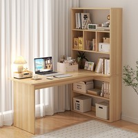 Bureau d'angle en bois de luxe avec bibliothèque intégrée, design moderne et luxueux pour la maison, la chambre à coucher, l'utilisation d'ordinateurs, le rangement de livres