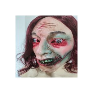 Características detalladas hechas a medida de China Fiestas temáticas de Halloween Máscara de miedo para Evil <span class=keywords><strong>Dead</strong></span> Rise Máscara Cabello rojo - Product Image 4