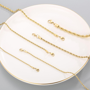 18K Gold Plated Stainless Steel <b>Rope</b> <b>Chain</b> Necklace Unisex Hip Hop Twist <b>Chain</b> For Pendant - Product Image 3