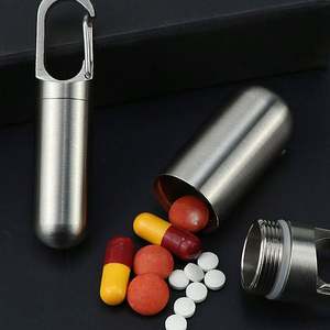 <b>Small</b> Pocket <b>Pill</b> <b>Box</b>, Keychain Stainless Steel Portable Waterproof Travel <b>Pill</b> Container Cute Keychain <b>Pill</b> Case Holder/ - Product Image 2